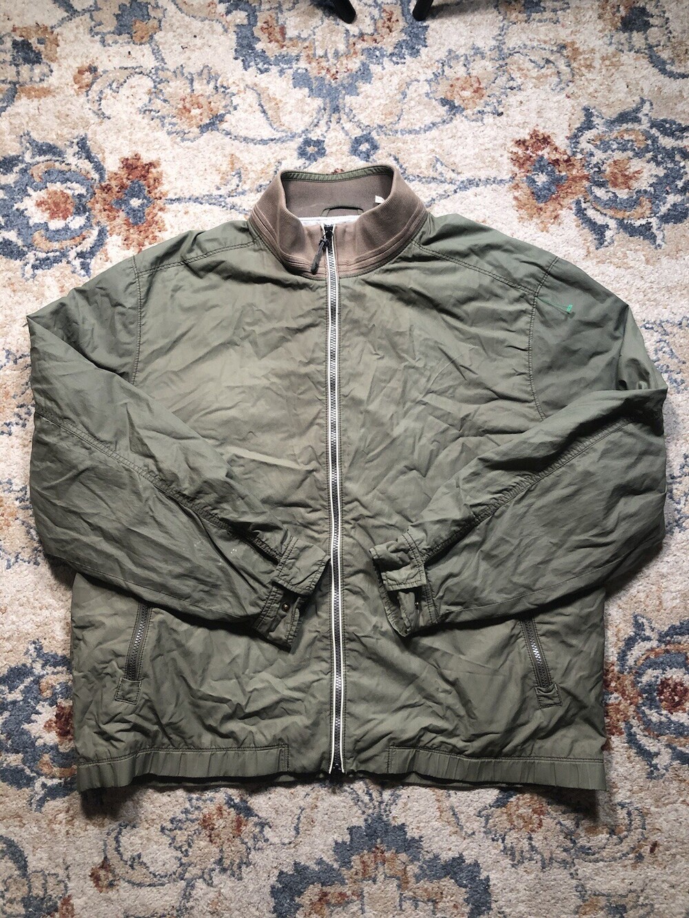 Tommy Bahama Men's Cotton Nylon Full Zip Lined Windbreaker Jacket Green XL